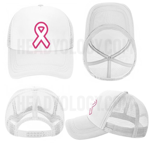 Cancer Awareness Hat Pink Ribbon Baseball Trucker Hat(Choose your color) - Picture 12 of 16